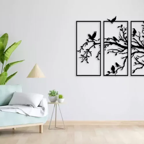 3 Pcs Tree Branch Wall Frame Stiker & Decal | Vinyl Wall Decals For Living Room, Bathroom, Bedroom, Living Room